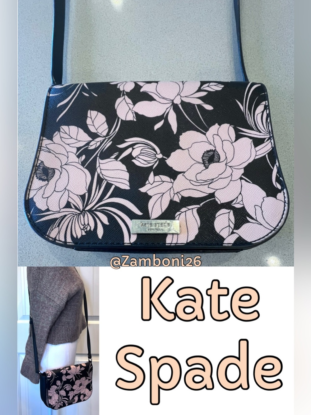 Kate Spade Laurel Way Gardenia Carson Floral Print Crossbody Shoulder Bag
